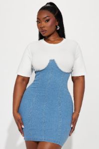 Dream Denim Mini Dress - Light Wash sold by Fashion Nova