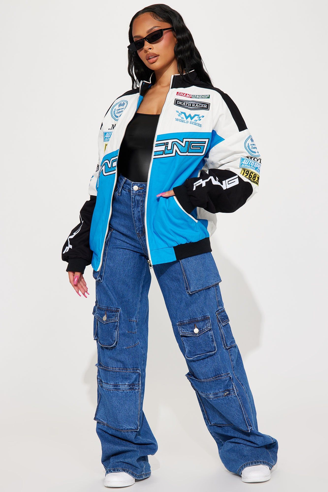 Fast Racer Bomber Jacket - Blue/combo sold by Fashion Nova product image thumbnail 2