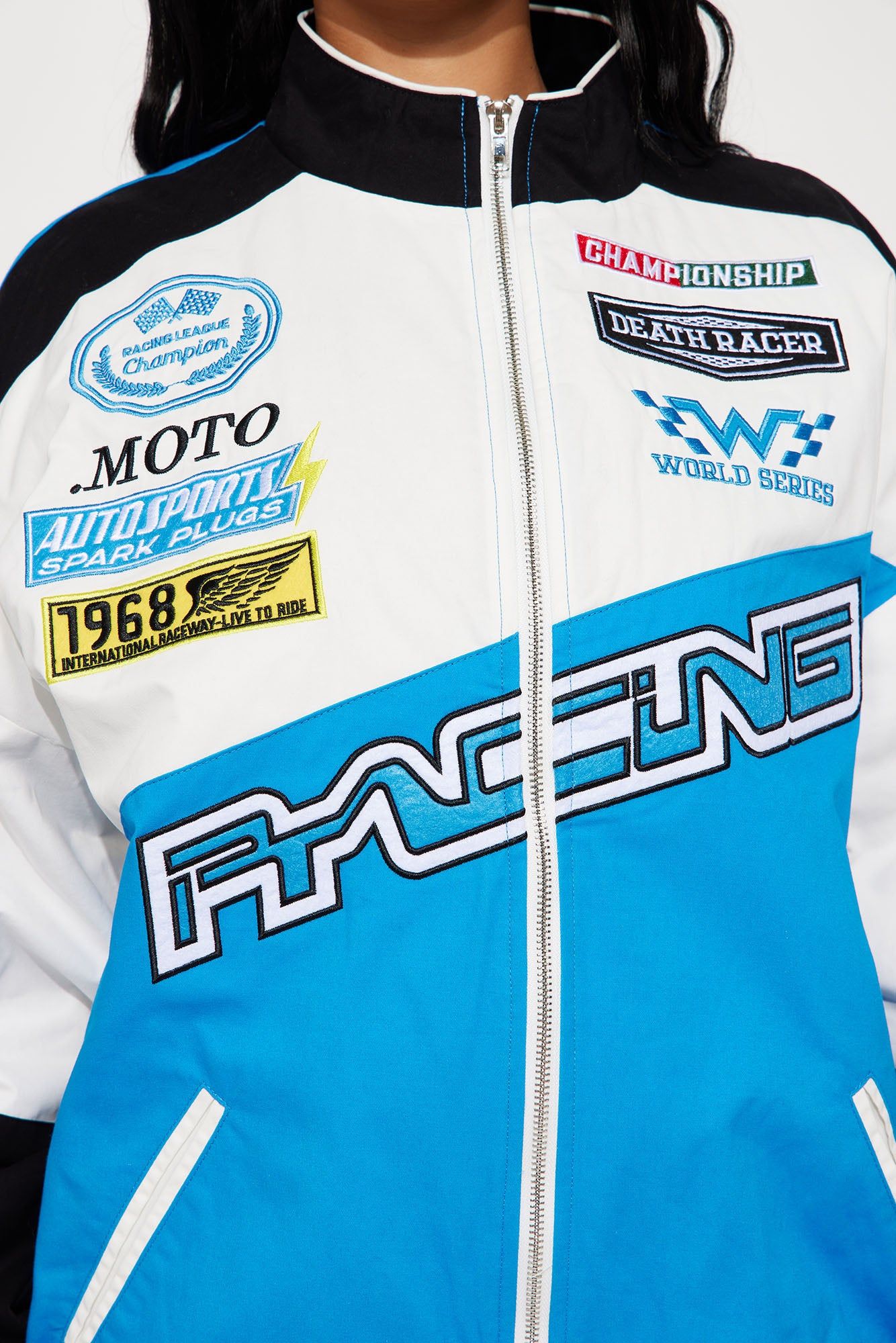 Fast Racer Bomber Jacket - Blue/combo sold by Fashion Nova product image thumbnail 3