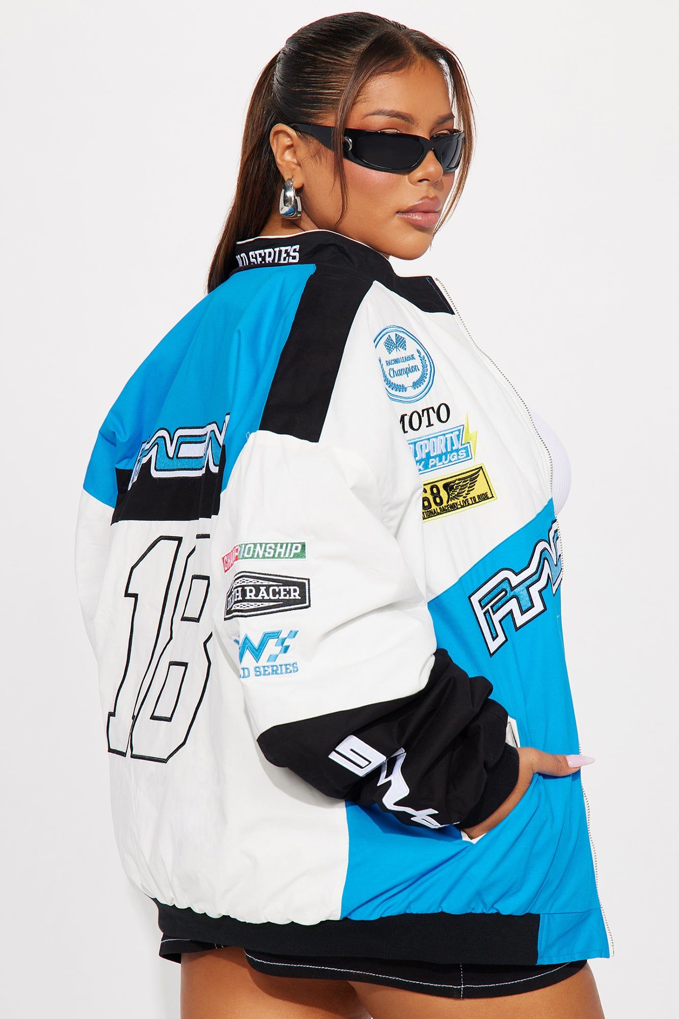 Fast Racer Bomber Jacket - Blue/combo sold by Fashion Nova product image thumbnail 9
