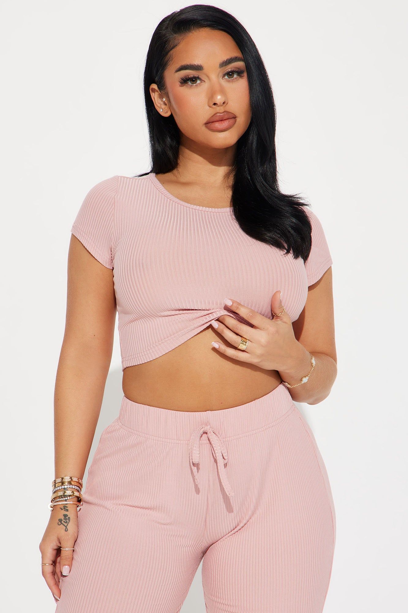 We Go Together Ribbed PJ Jogger Set - Blush sold by Fashion Nova product image thumbnail 2
