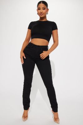 Give It A Break Stretch Skinny Jeans - Black sold by Fashion Nova