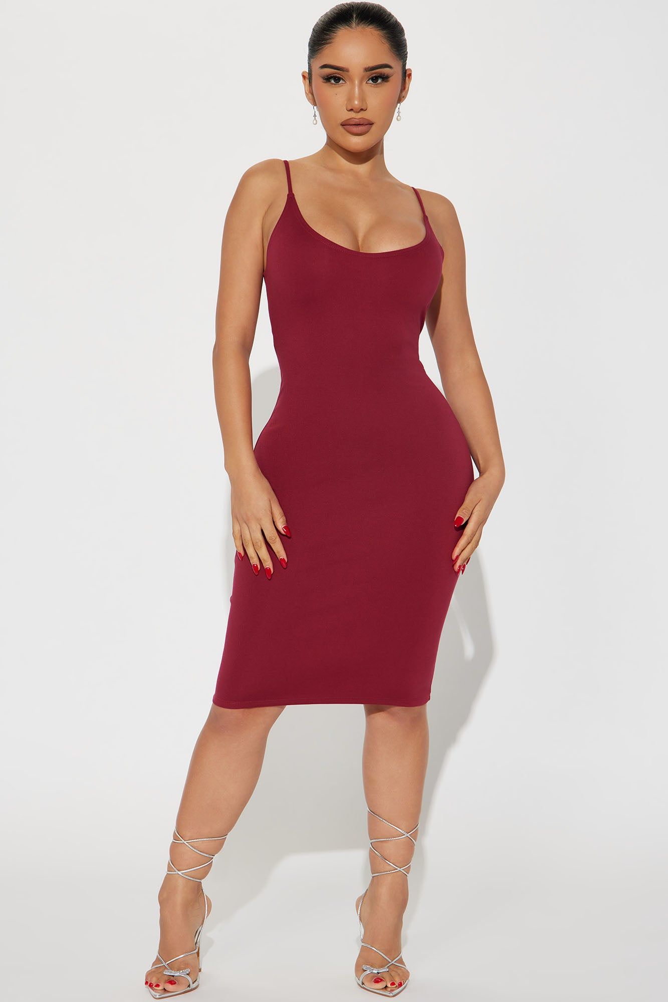 My Main Chic Midi Dress - Burgundy sold by Fashion Nova