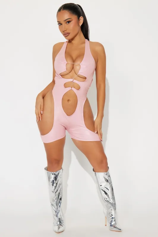 Electric Feeling Cutout Dance Festival Romper - Pink sold by Fashion Nova