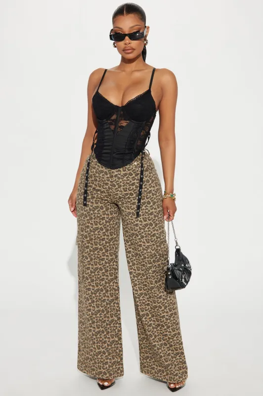 Crossing Boundaries Leopard Cargo Pant - Brown/combo sold by Fashion Nova