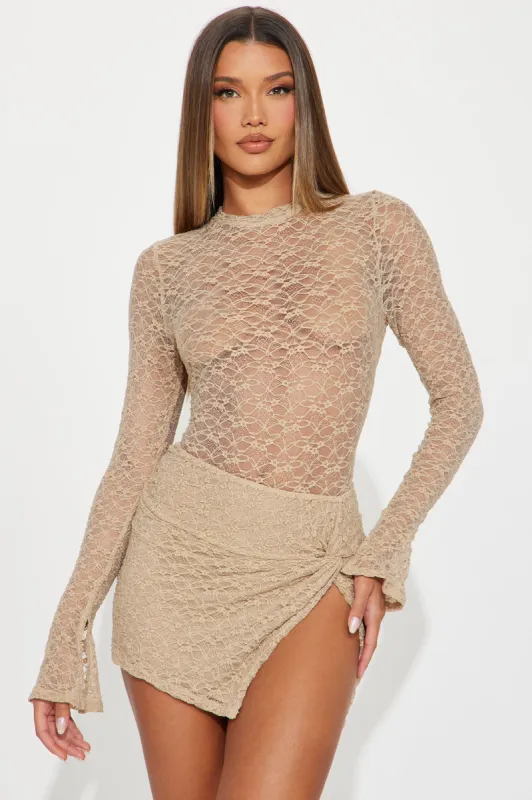 Dreamy Romance Lace Skirt Set - Taupe sold by Fashion Nova