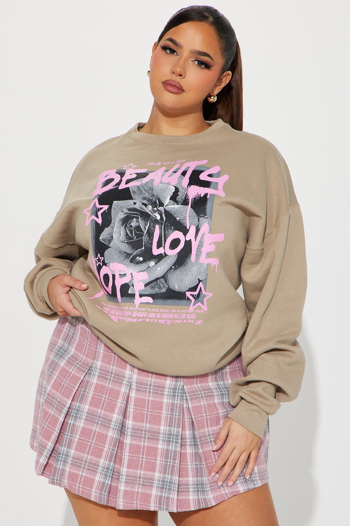 Beauty In All Places Sweatshirt - Taupe sold by Fashion Nova product image thumbnail 6