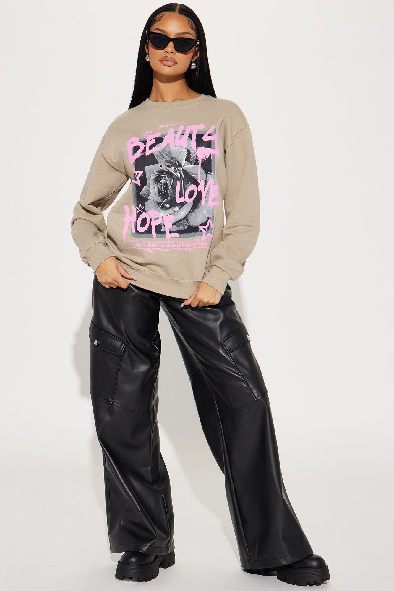 Beauty In All Places Sweatshirt - Taupe sold by Fashion Nova product image thumbnail 2
