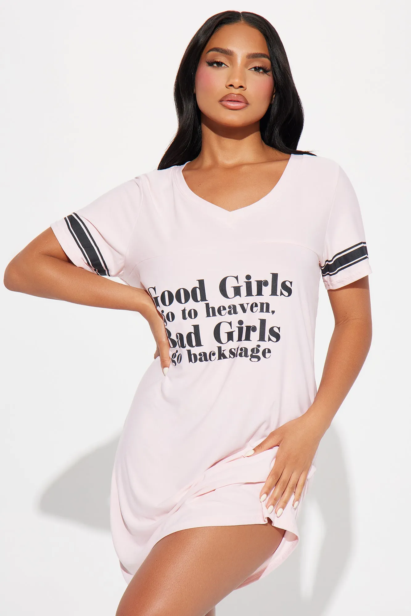Good Girls Bad Girls PJ Sleep Shirt - Pink/combo sold by Fashion Nova