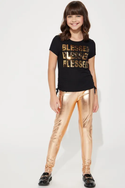 Mini Liquid Drip Legging - Rose Gold sold by Fashion Nova