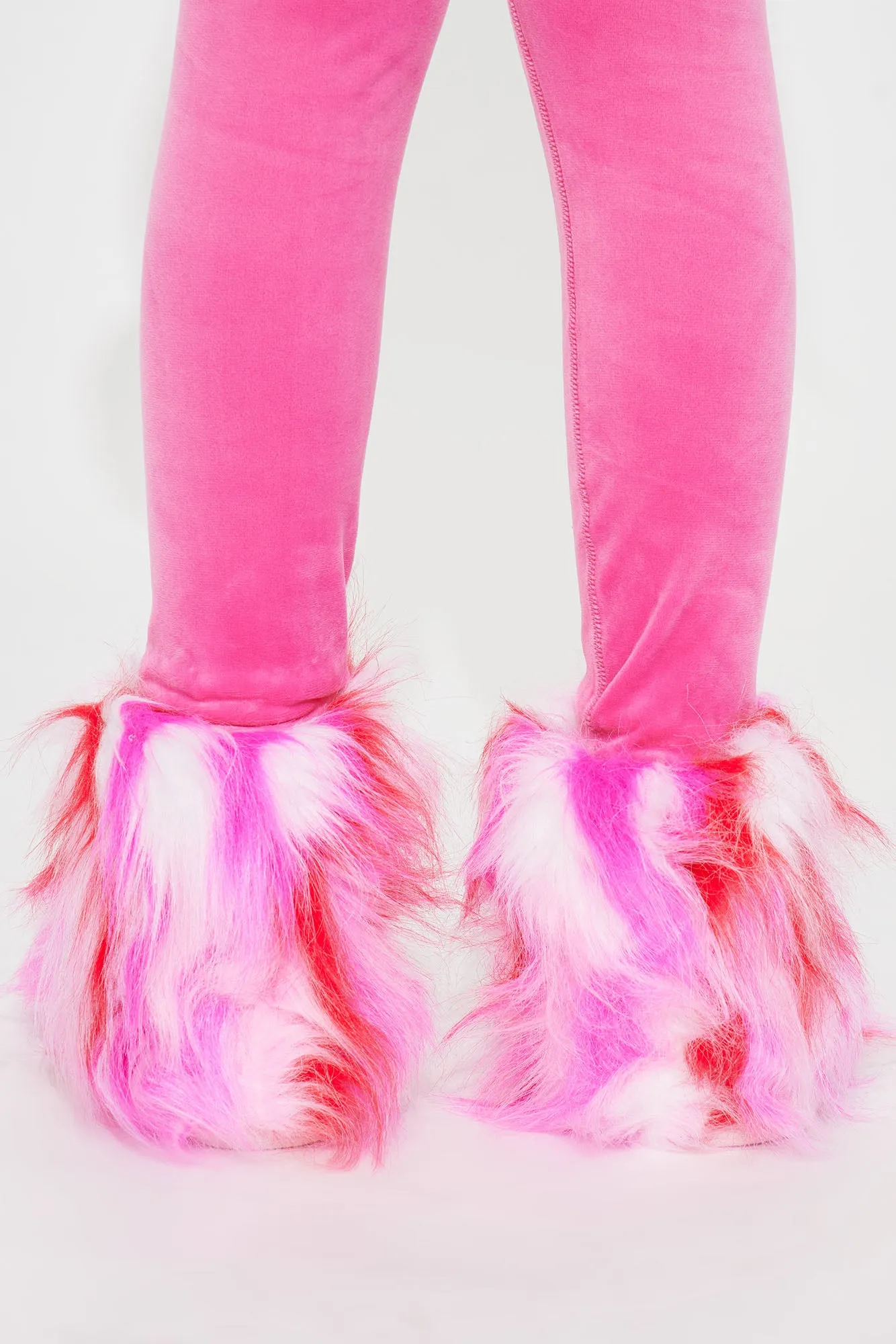 Mini Life Of The Party Fuzzy Flat Boots - Pink/combo sold by Fashion Nova product image thumbnail 4