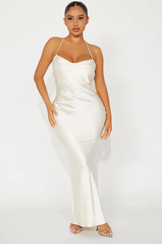 Maura Satin Maxi Dress - Cream sold by Fashion Nova