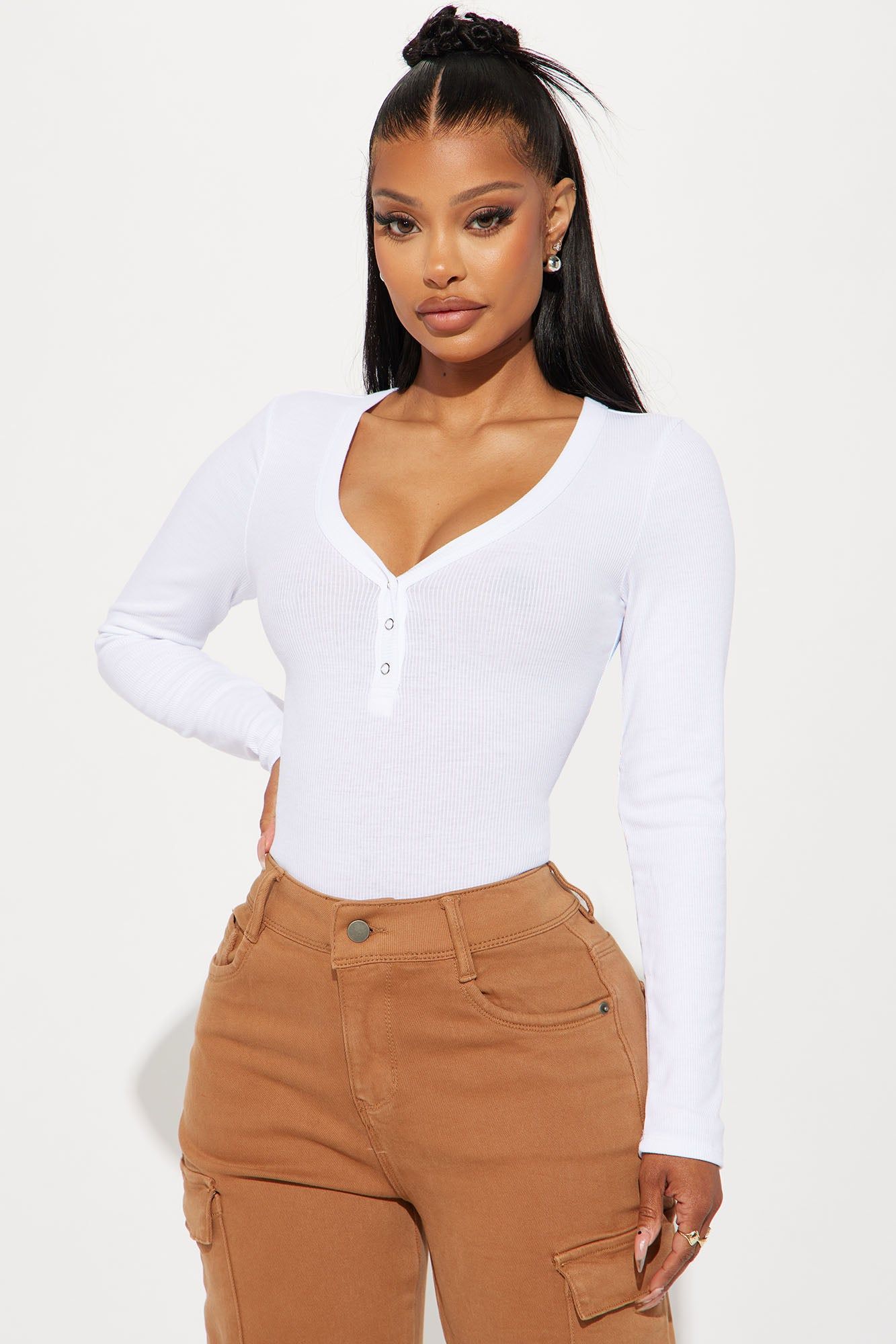 Freya Ribbed Bodysuit - White sold by Fashion Nova product image thumbnail 3