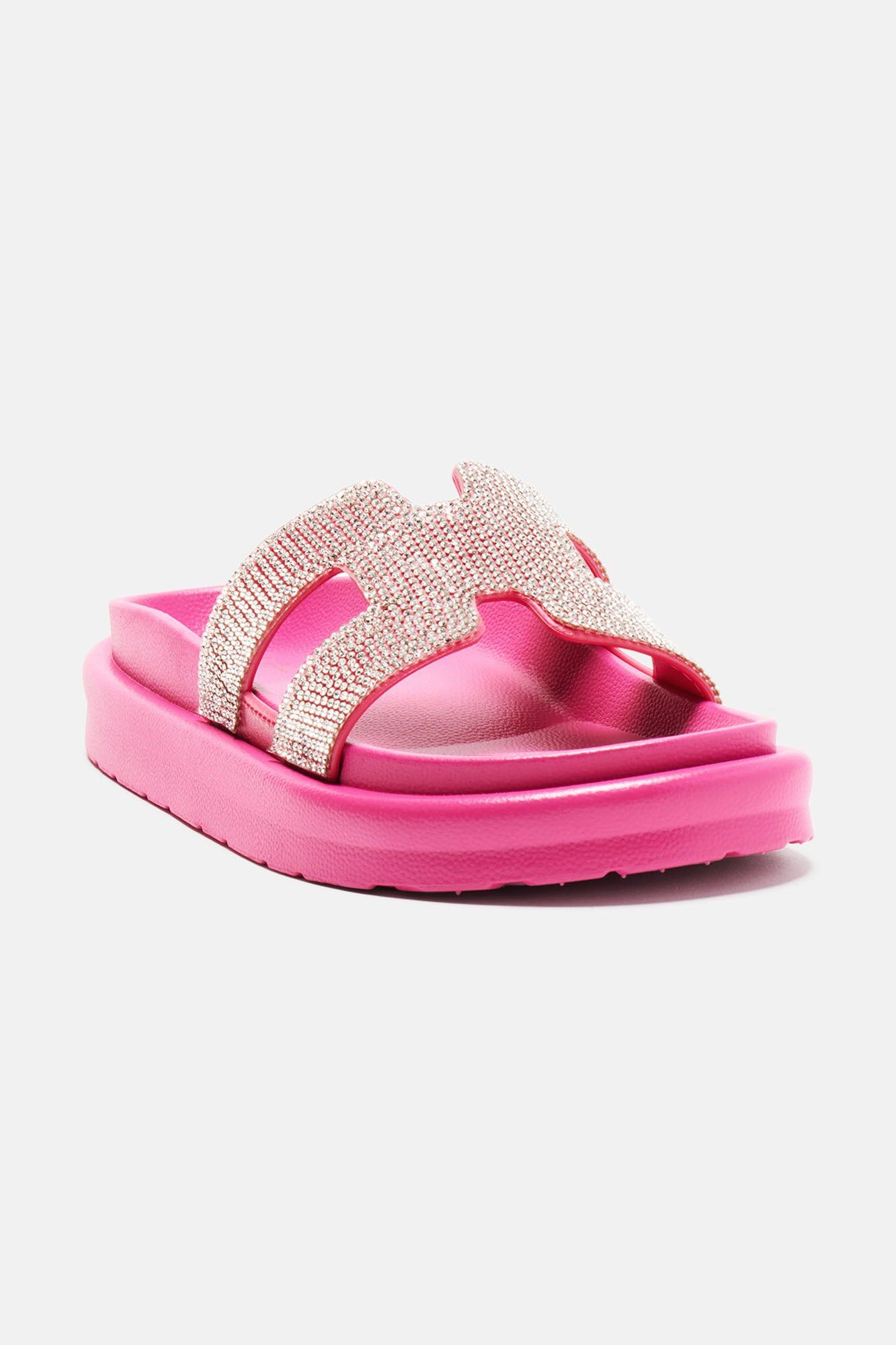 No Lies Embellished Casual Slides - Fuchsia sold by Fashion Nova product image thumbnail 2