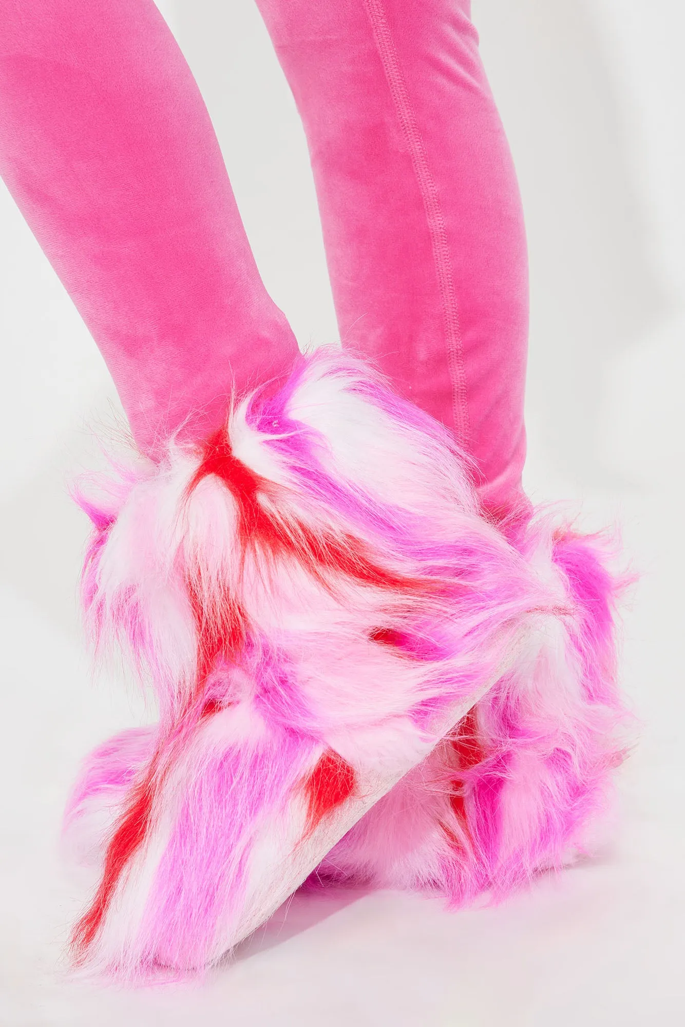 Mini Life Of The Party Fuzzy Flat Boots - Pink/combo sold by Fashion Nova product image thumbnail 3