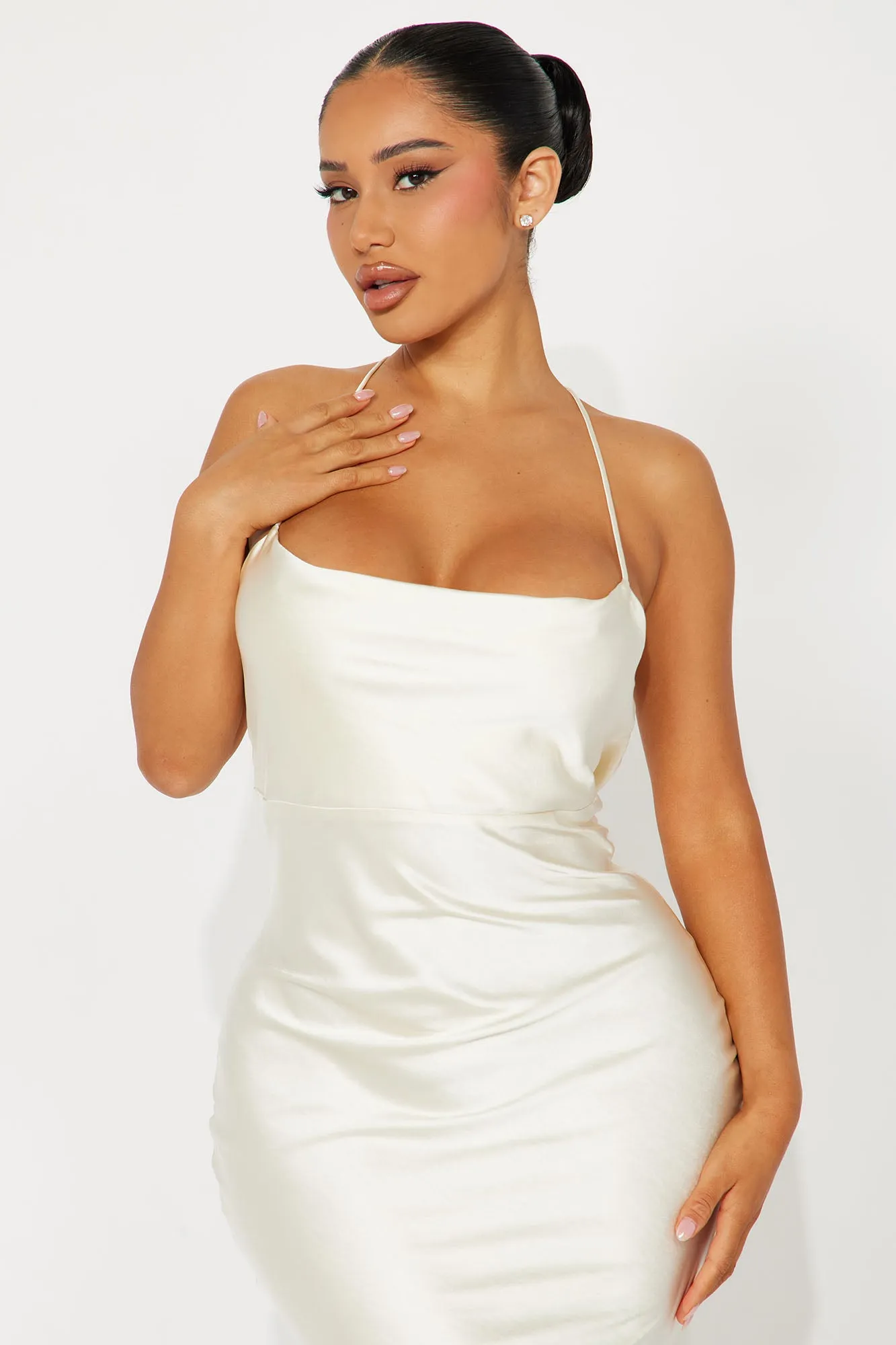 Maura Satin Maxi Dress - Cream sold by Fashion Nova product image thumbnail 2