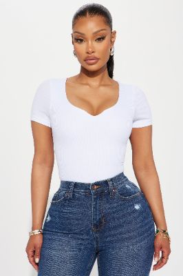 Diana Double Layered Notch Neck Top - White sold by Fashion Nova