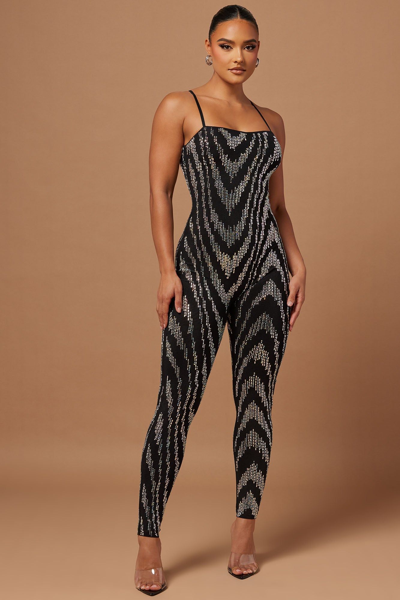 Keanna Embellished Jumpsuit - Black sold by Fashion Nova
