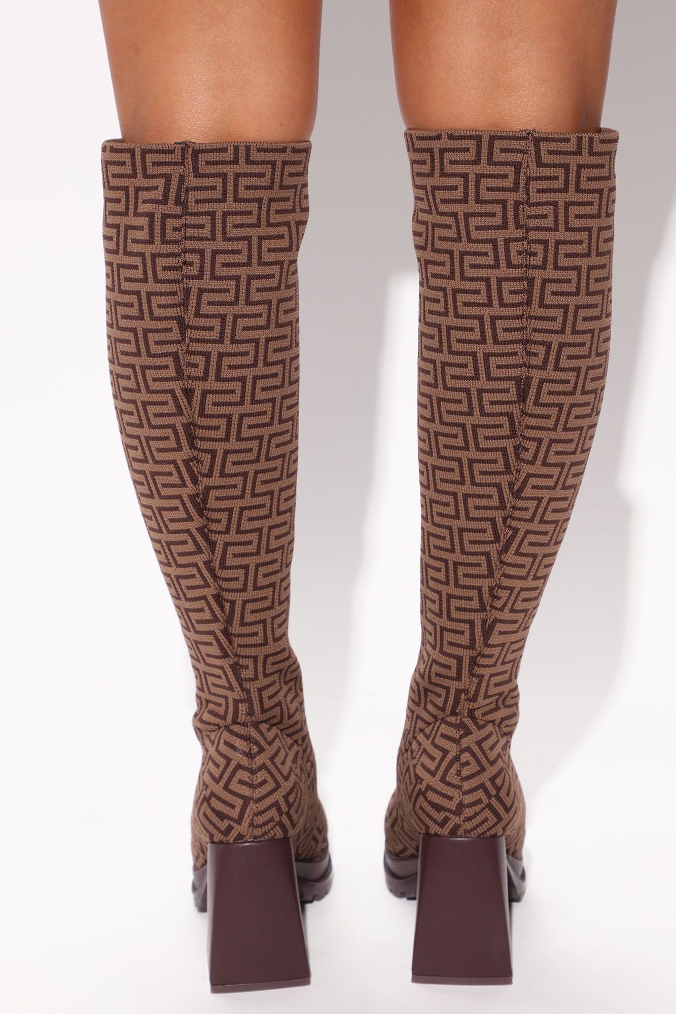 Give It Away Stretch Knee High Boots - Brown Combo sold by Fashion Nova product image thumbnail 4