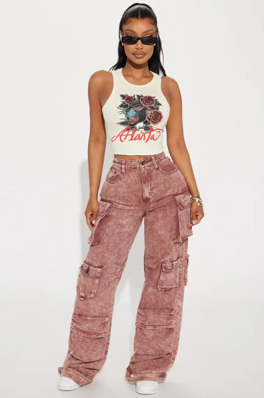 Keep Your Cool Wide Leg Cargo Pant - Brick Red sold by Fashion Nova