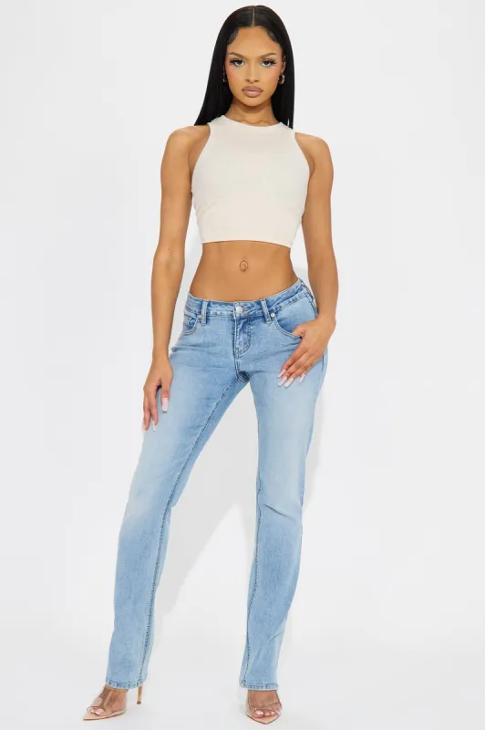 Lowest Of The Low Stretch Slim Straight Leg Jeans - Light Wash sold by Fashion Nova
