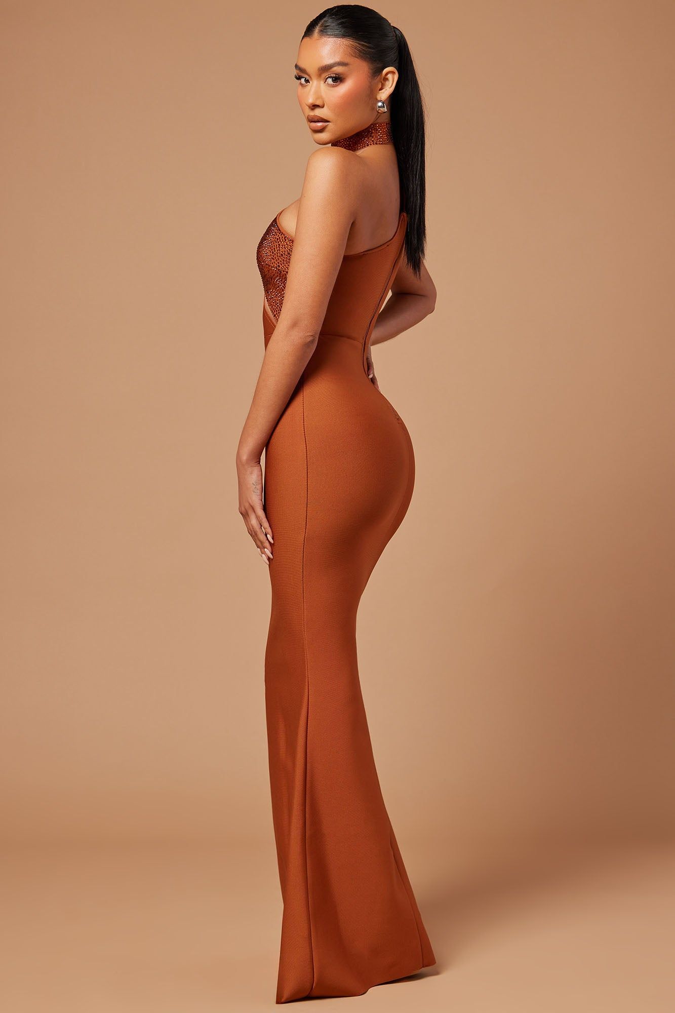 Ella Embellished Bandage Gown - Cognac sold by Fashion Nova product image thumbnail 4