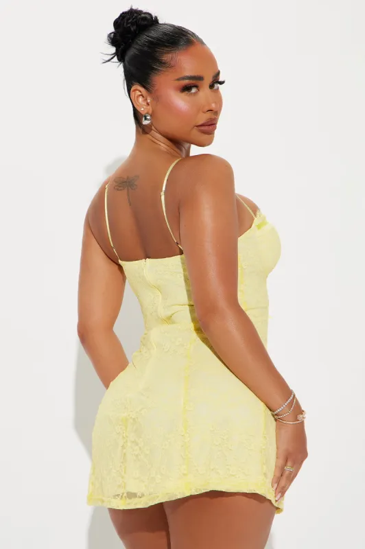 Twilight Serenade Lace Micro Mini Dress - Yellow | Parallel