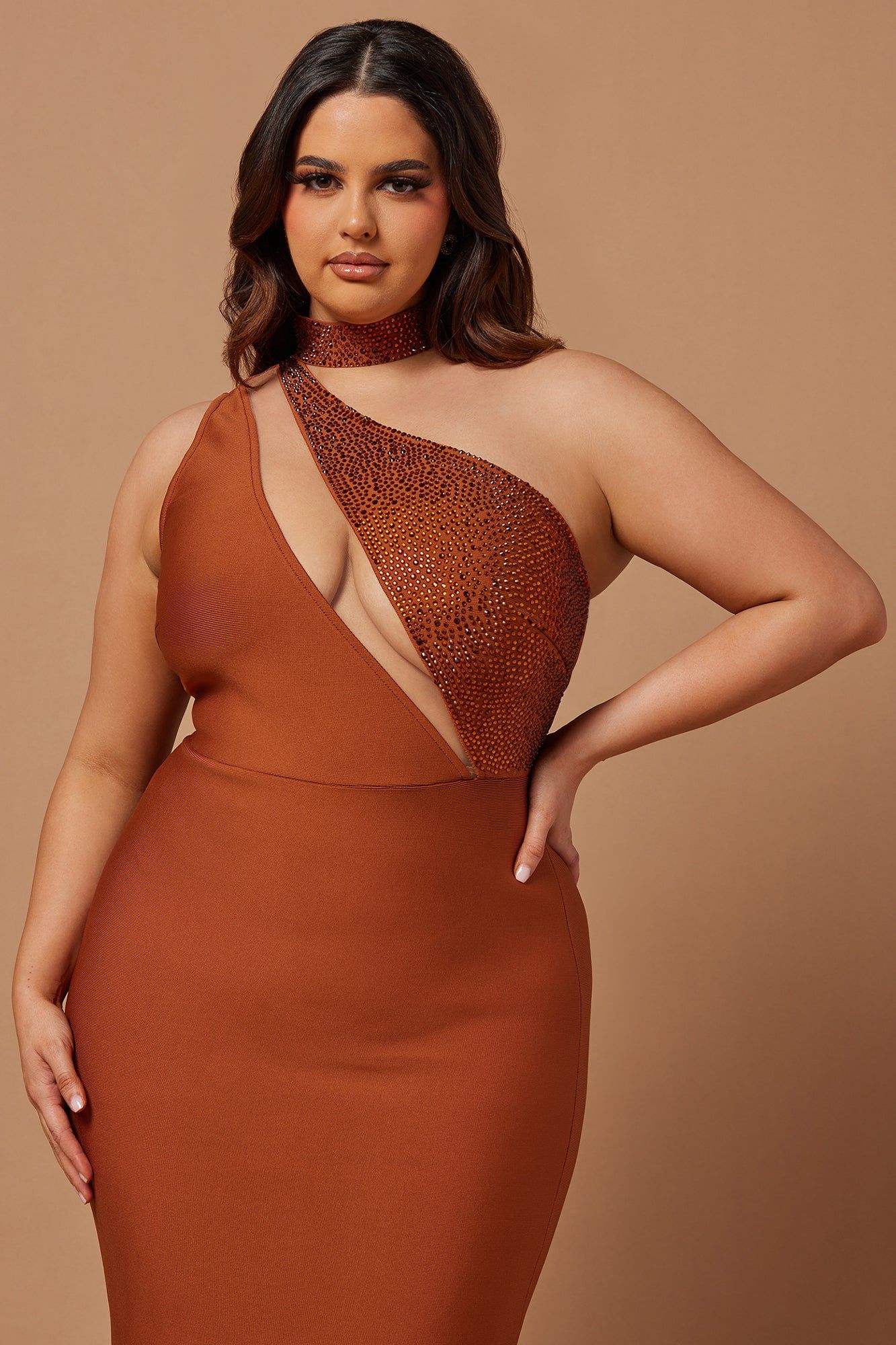Ella Embellished Bandage Gown - Cognac sold by Fashion Nova product image thumbnail 6