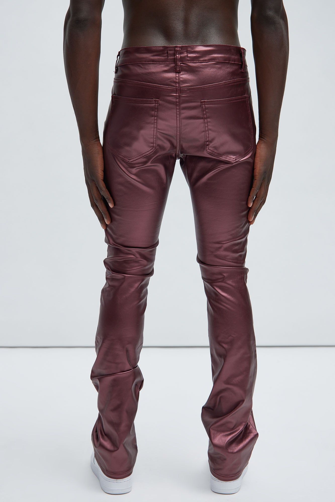 Came To Party Cargo Flare Waxed Pants - Burgundy sold by Fashion Nova product image thumbnail 5