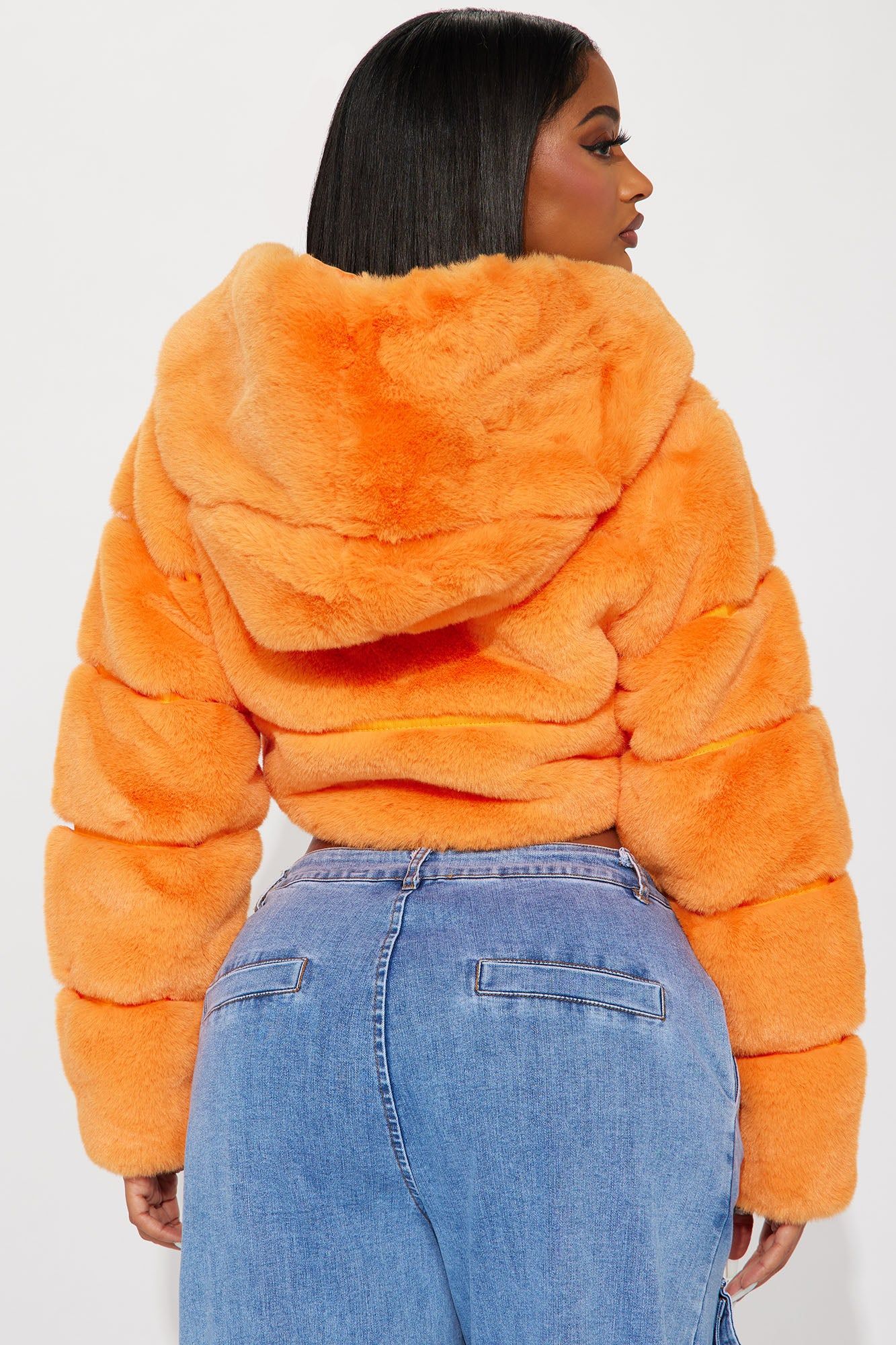 Artic Nights Faux Fur Hooded Jacket - Orange sold by Fashion Nova product image thumbnail 4