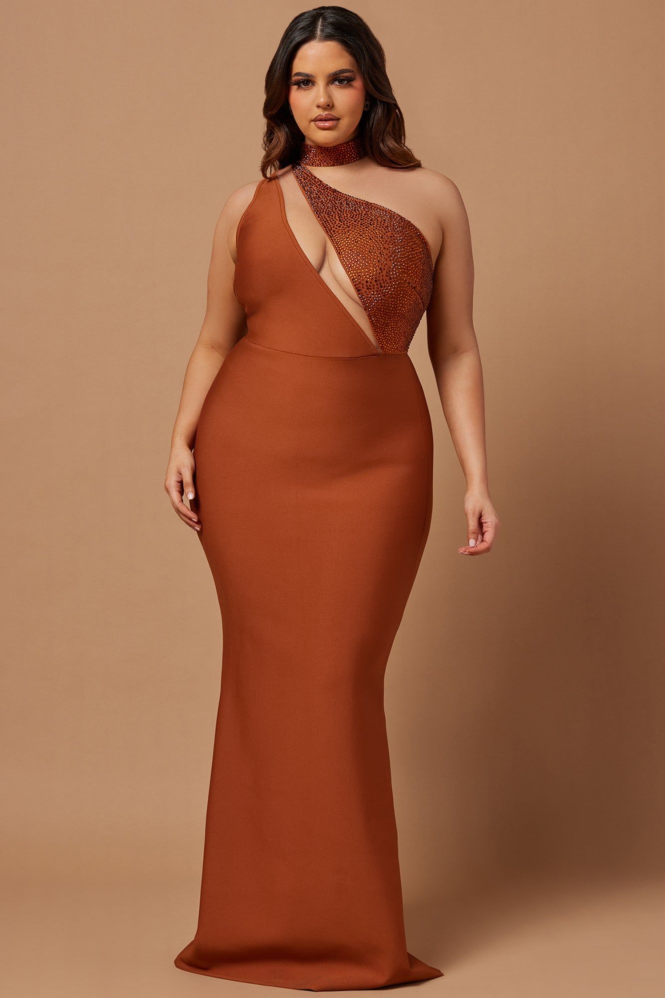 Ella Embellished Bandage Gown - Cognac sold by Fashion Nova product image thumbnail 5
