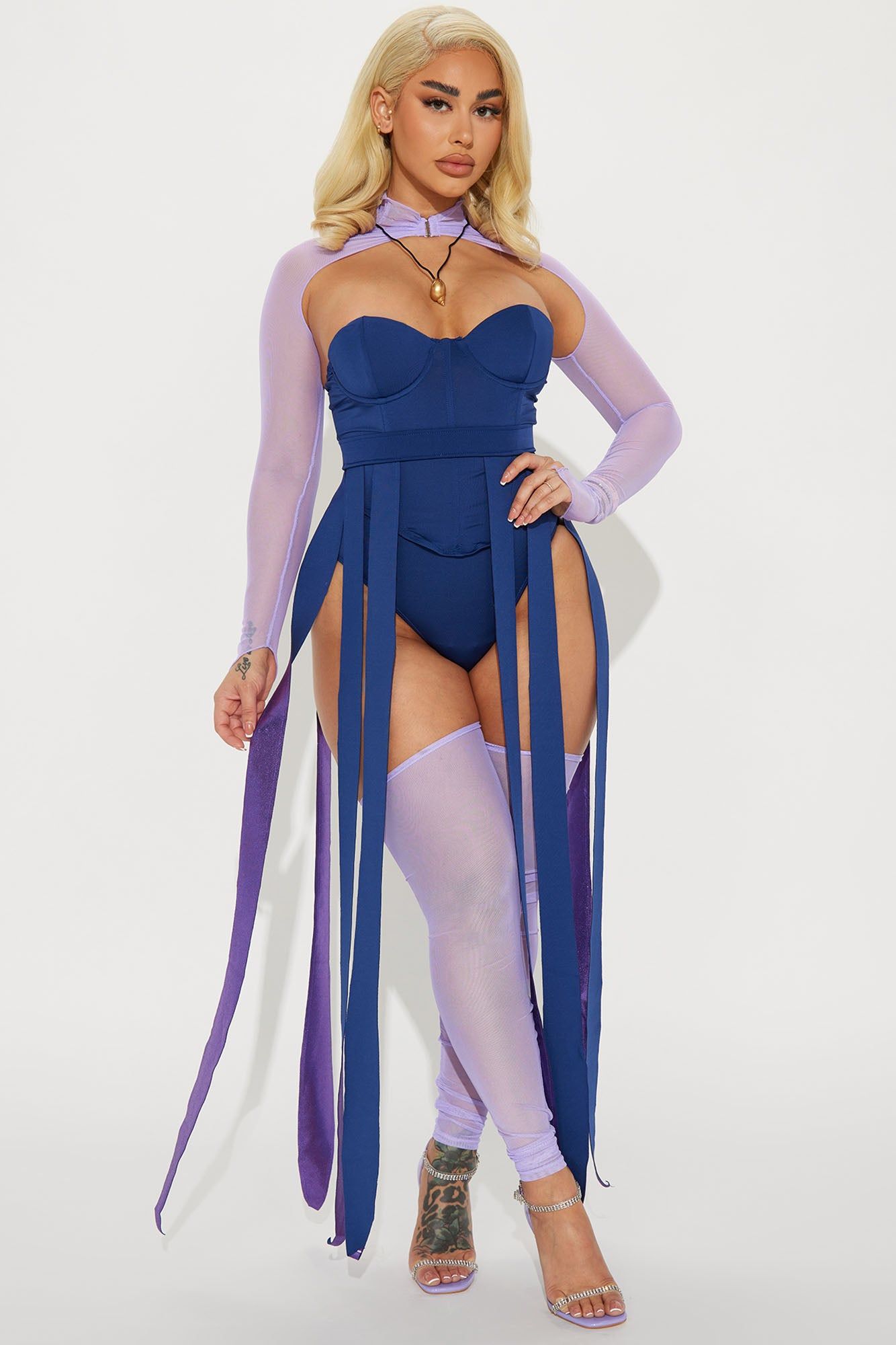 The Waves Obey Me Sea Witch 6 Piece Costume Set - Purple/combo sold by Fashion Nova
