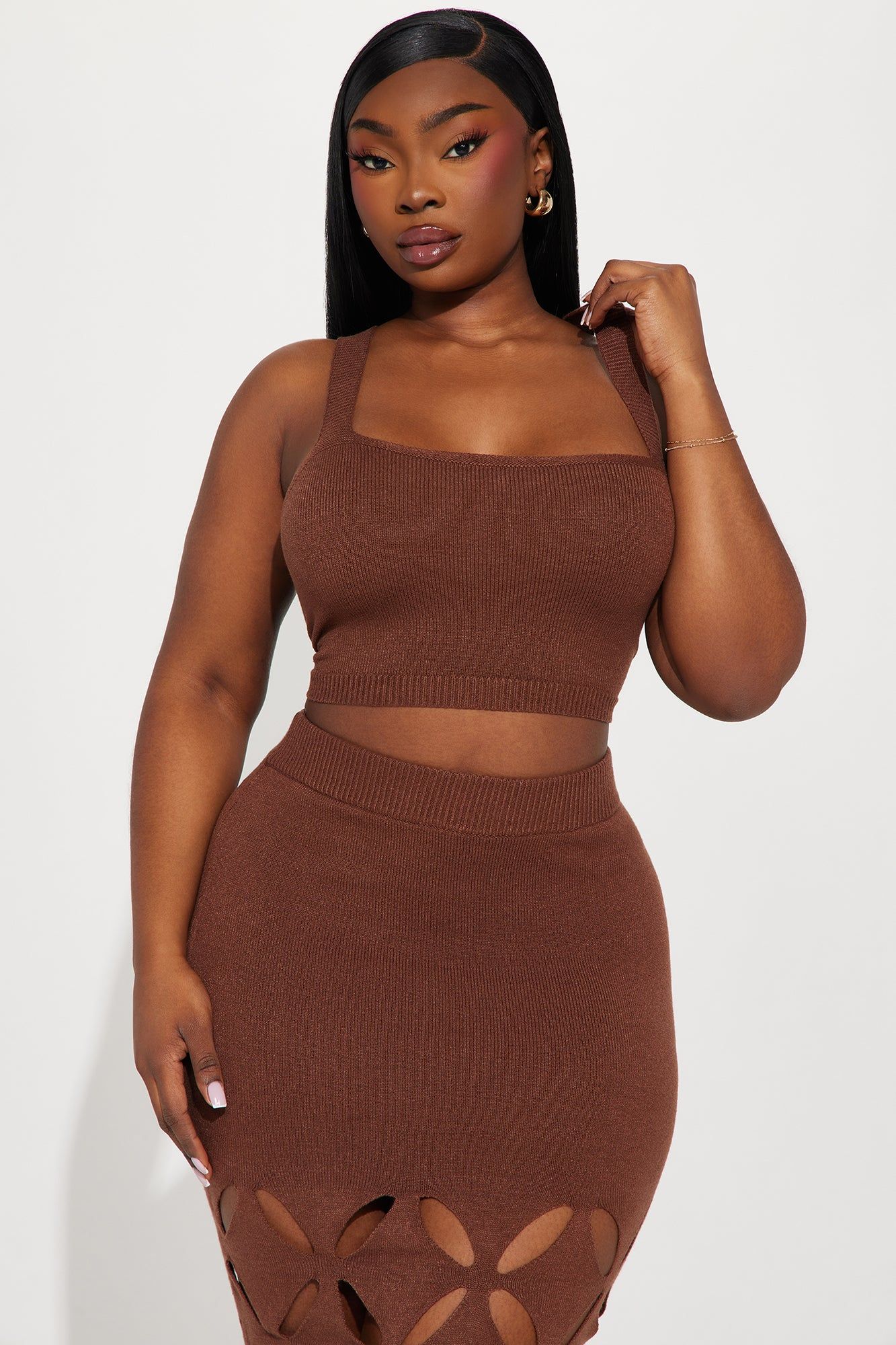 Sarai Sweater Skirt Set - Chocolate sold by Fashion Nova product image thumbnail 5