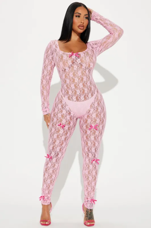 Love In The Sky Lace Jumpsuit - Pink sold by Fashion Nova