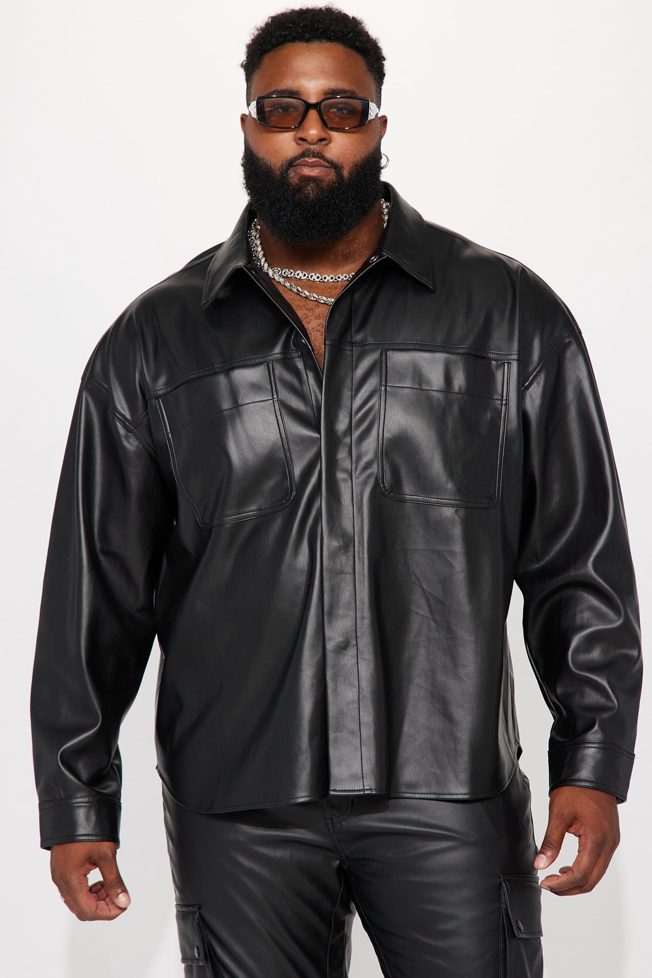 Covert Faux Leather Button Up Shirt - Black sold by Fashion Nova product image thumbnail 2