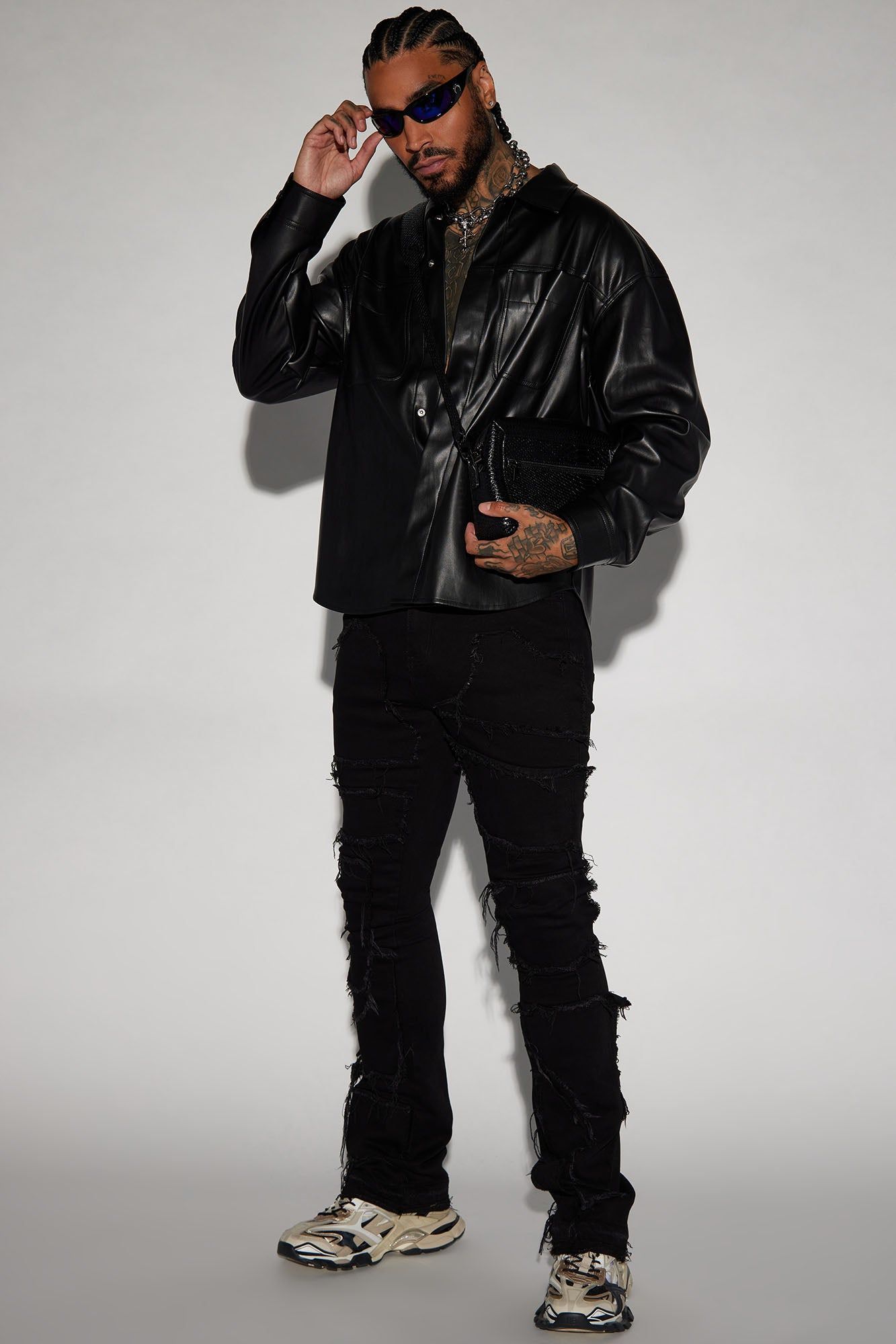 Covert Faux Leather Button Up Shirt - Black sold by Fashion Nova product image thumbnail 3