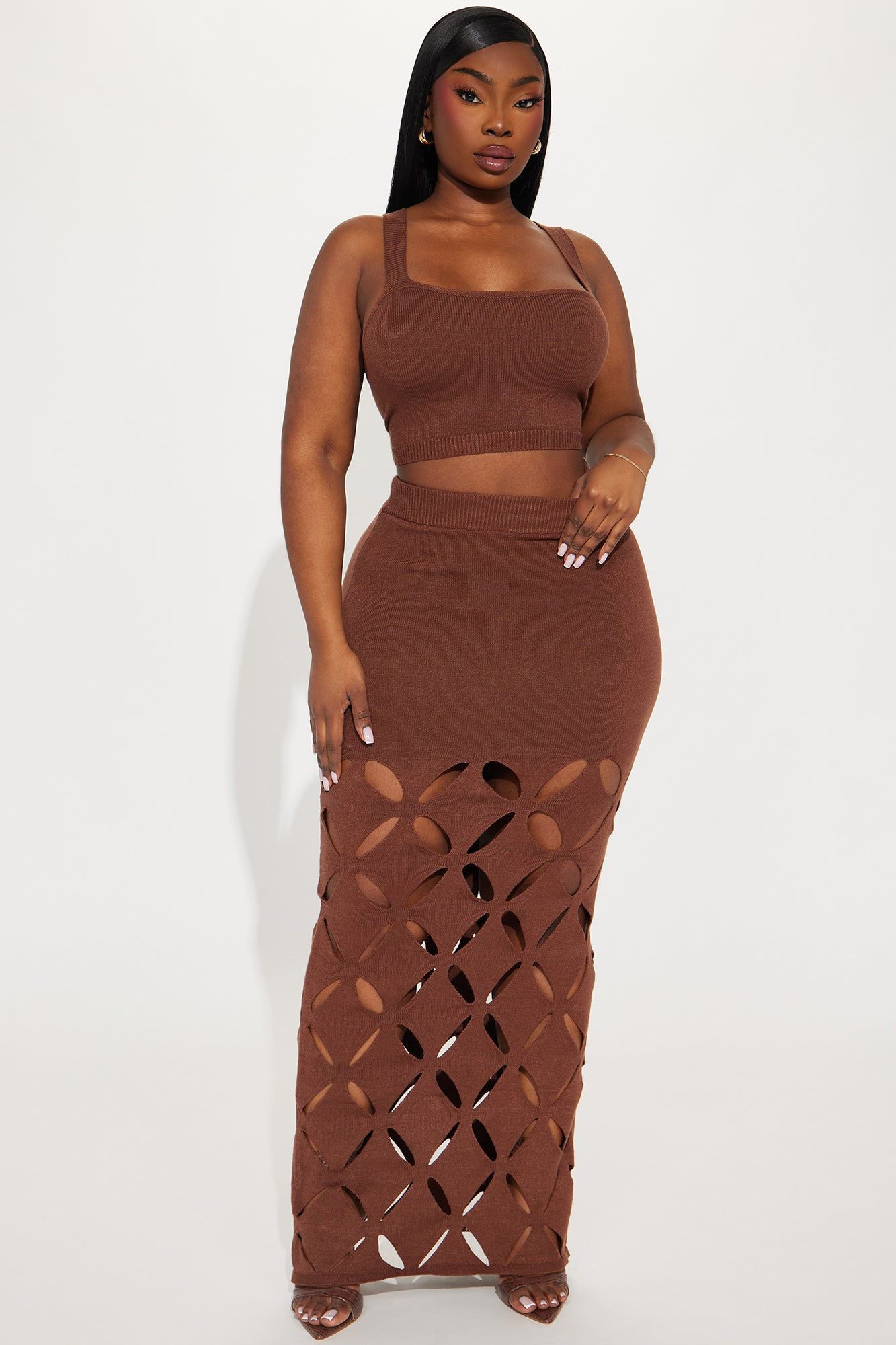 Sarai Sweater Skirt Set - Chocolate sold by Fashion Nova product image thumbnail 4