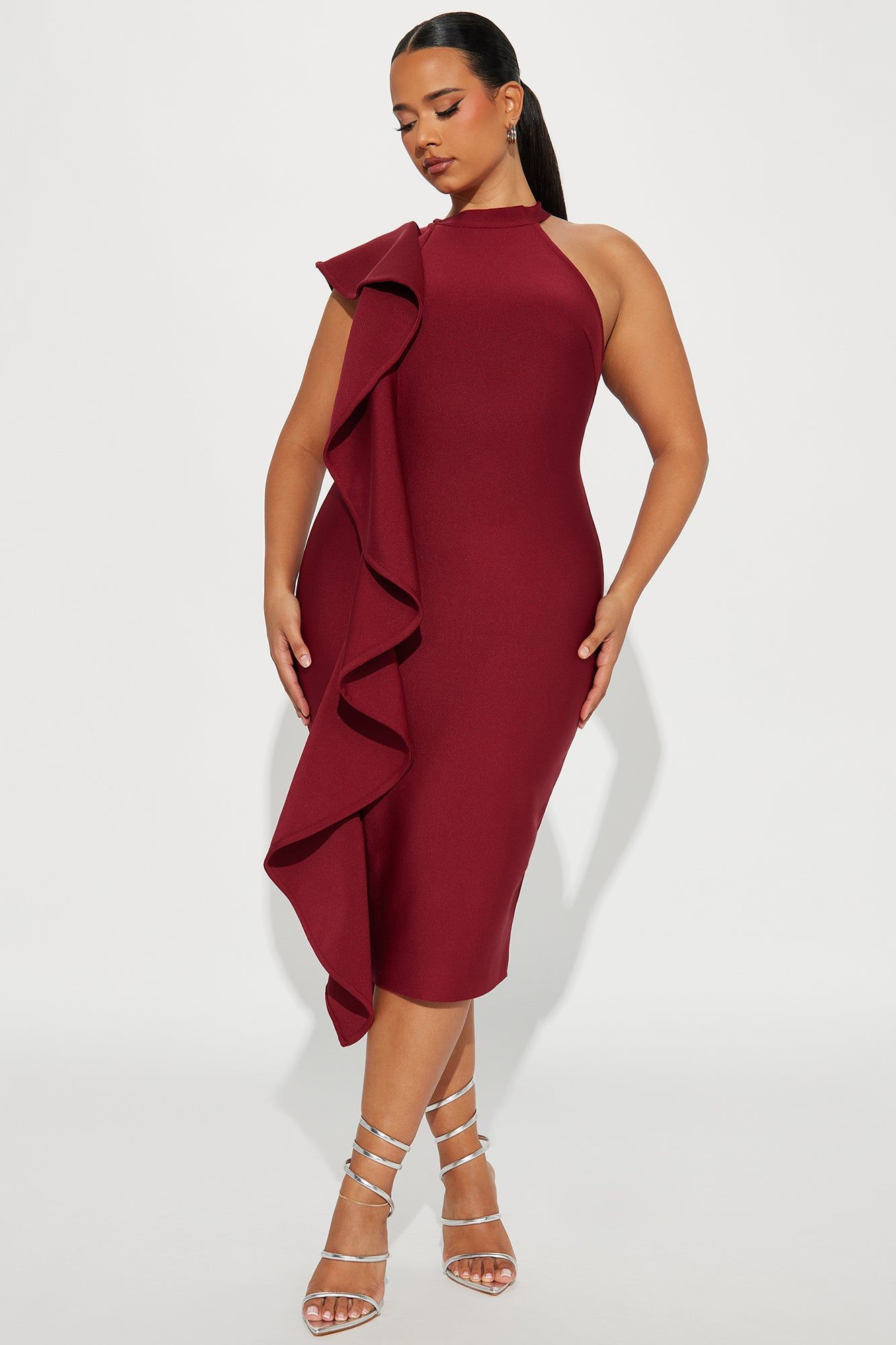 Raylin Bandage Midi Dress - Burgundy sold by Fashion Nova product image thumbnail 4