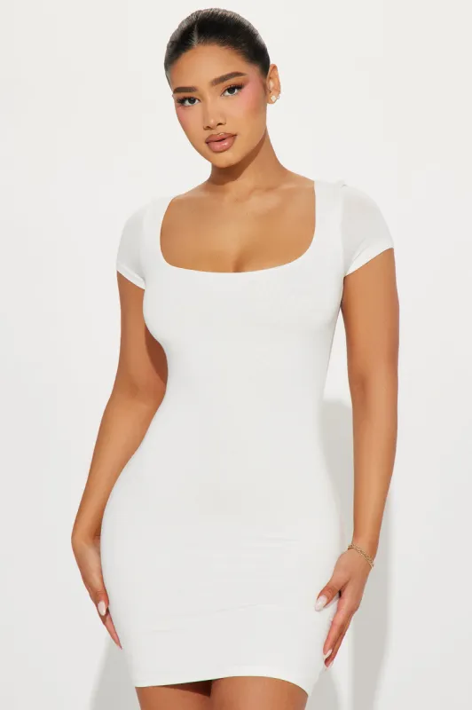 Anna Double Lined Mini Dress - White sold by Fashion Nova