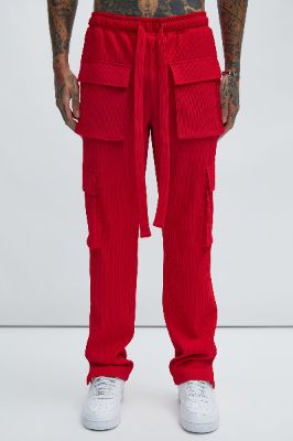 Show Up Snap Cargo Pants - Red sold by Fashion Nova