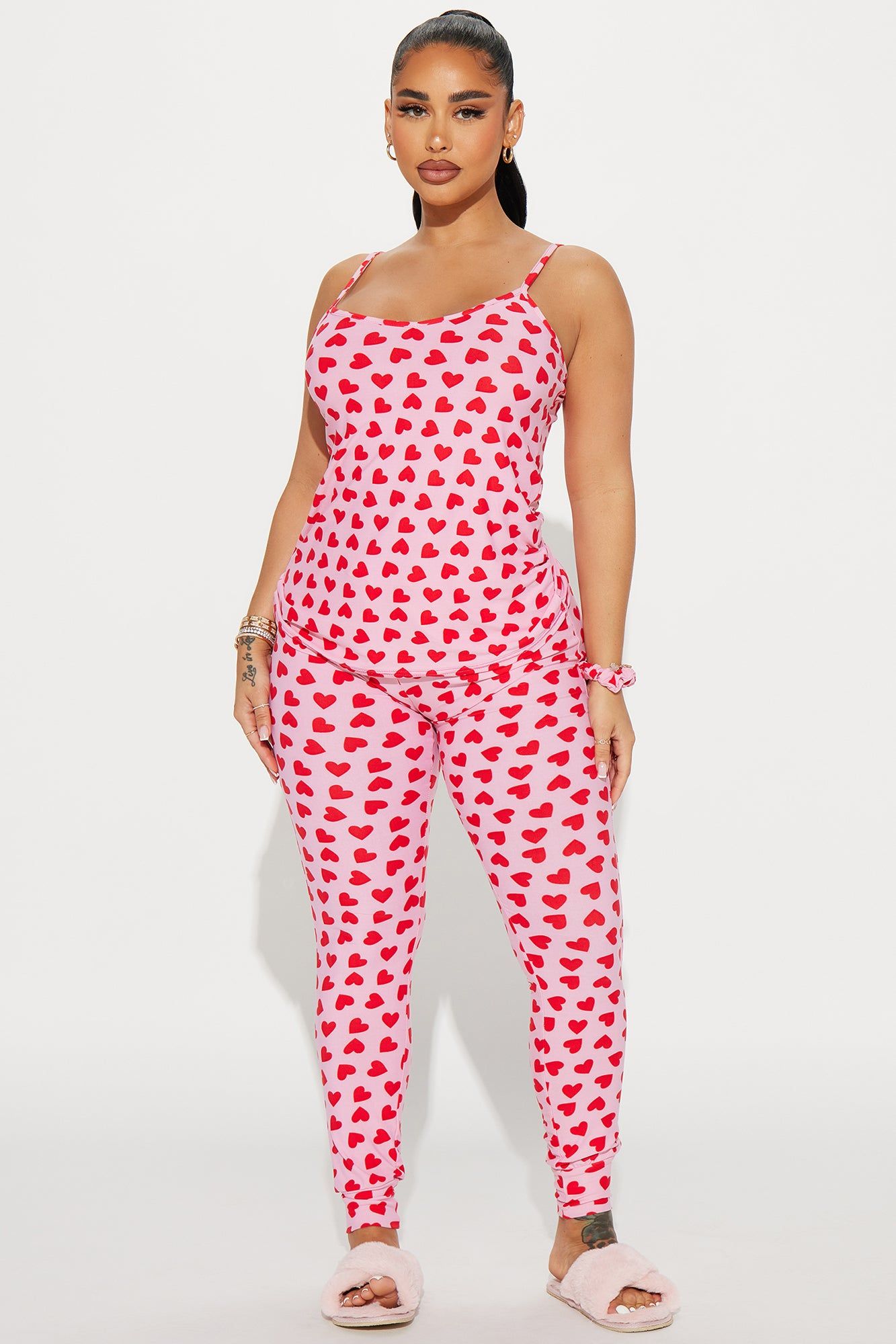 It's All Love 3 Piece PJ Jogger Set - Pink/combo sold by Fashion Nova