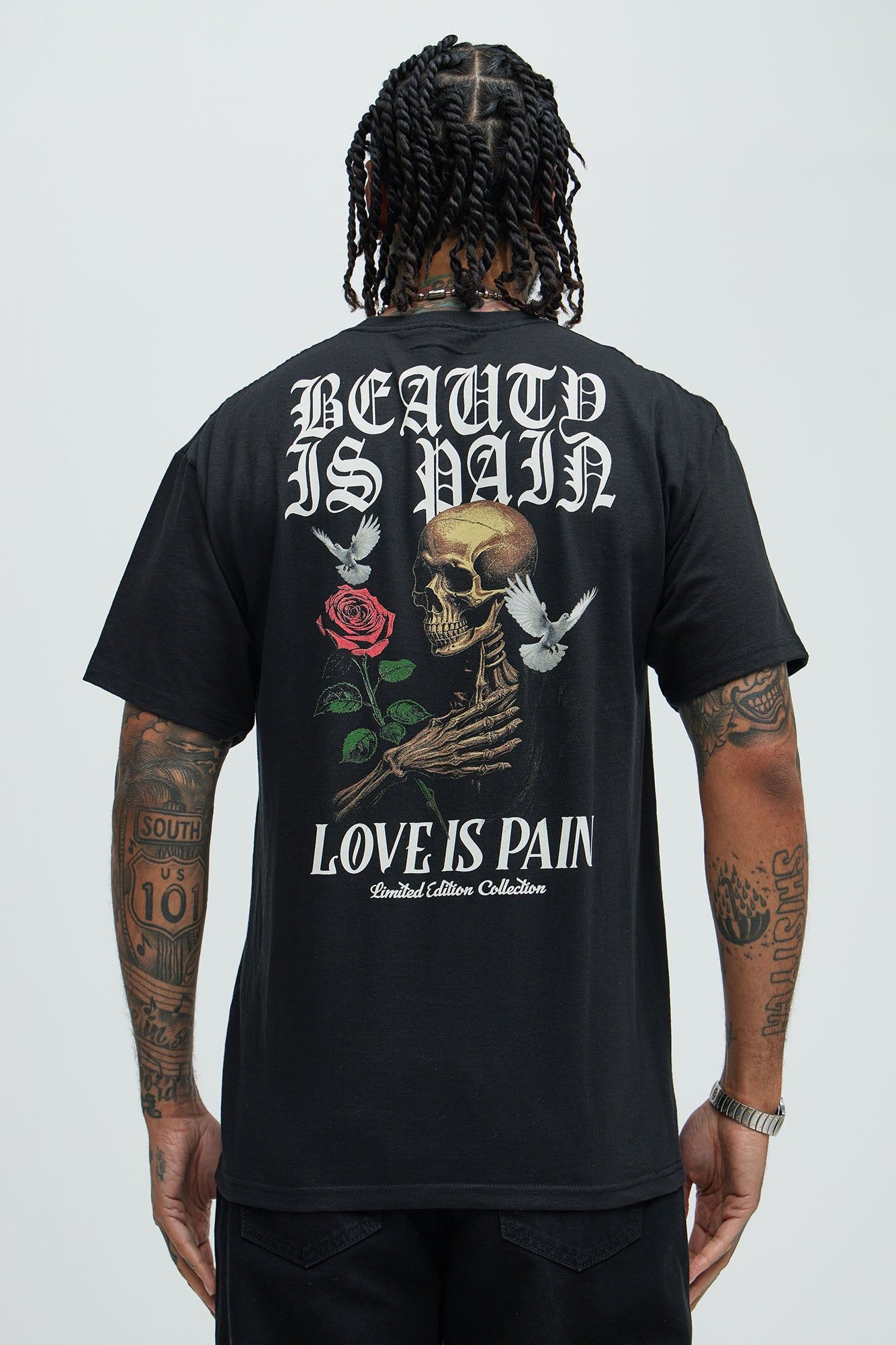 Beauty Is Pain Short Sleeve Tee - Black sold by Fashion Nova