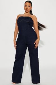 Uncut Denim Jumpsuit - Dark Denim sold by Fashion Nova