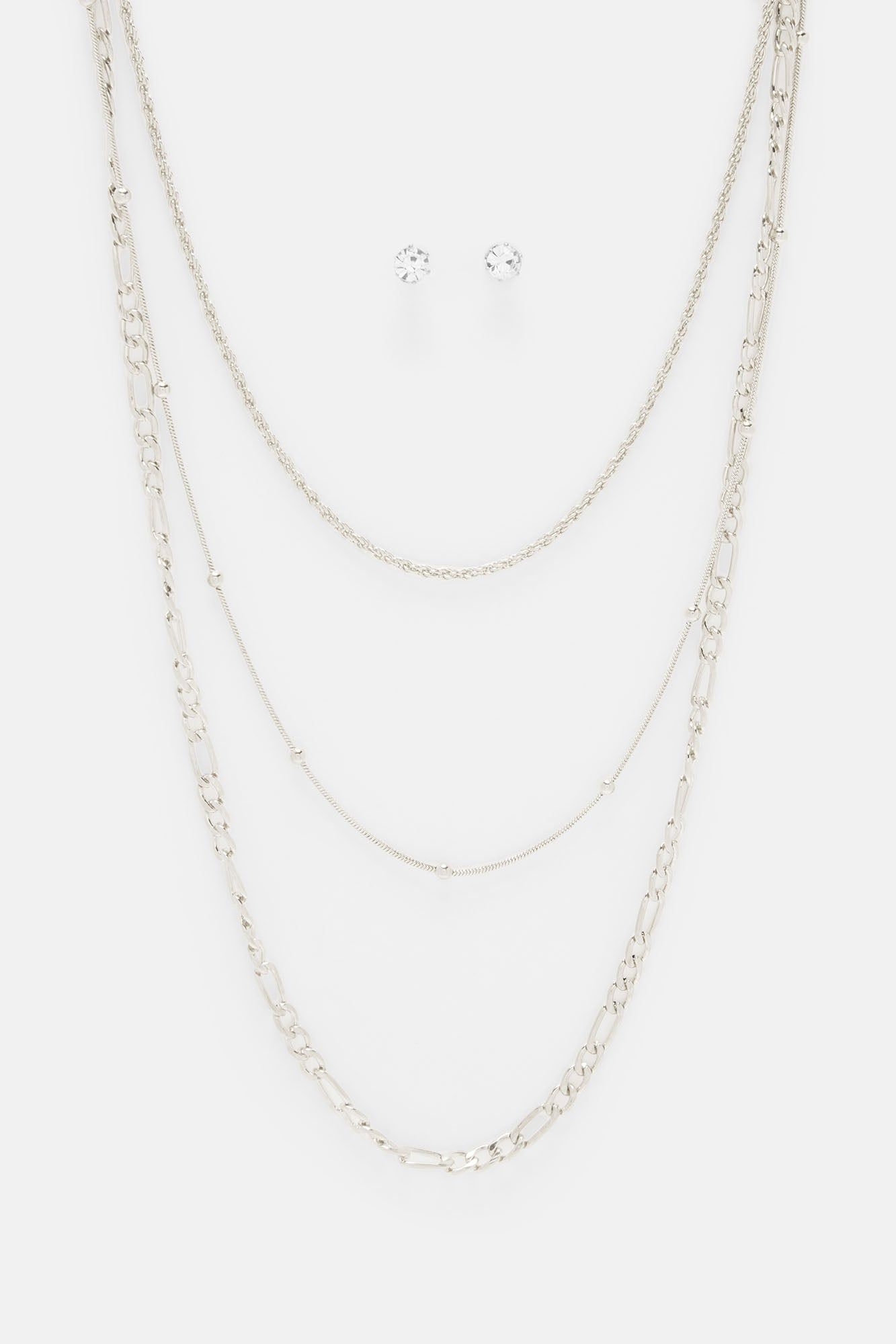 A Vibe Out Necklace and Earring Set - Silver sold by Fashion Nova