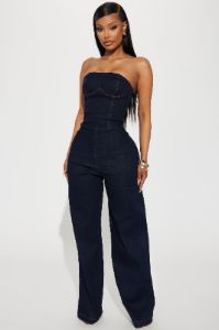 Uncut Denim Jumpsuit - Dark Denim sold by Fashion Nova