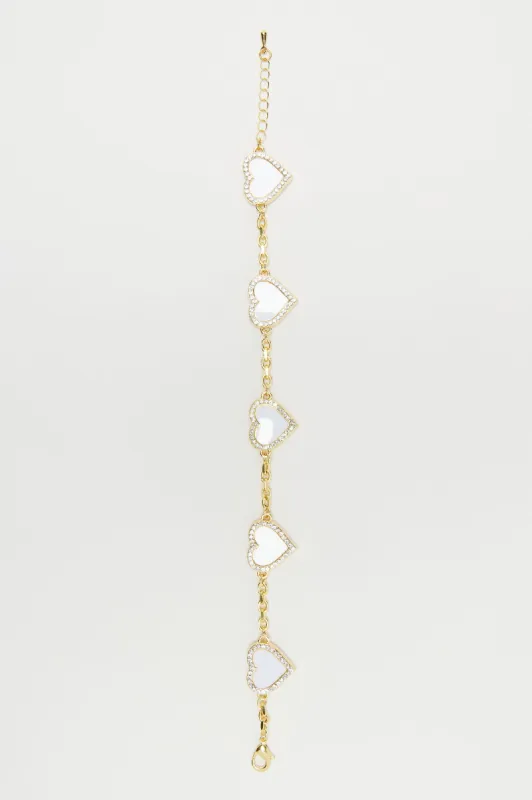 Love So Strong Bracelet - White/Gold sold by Fashion Nova