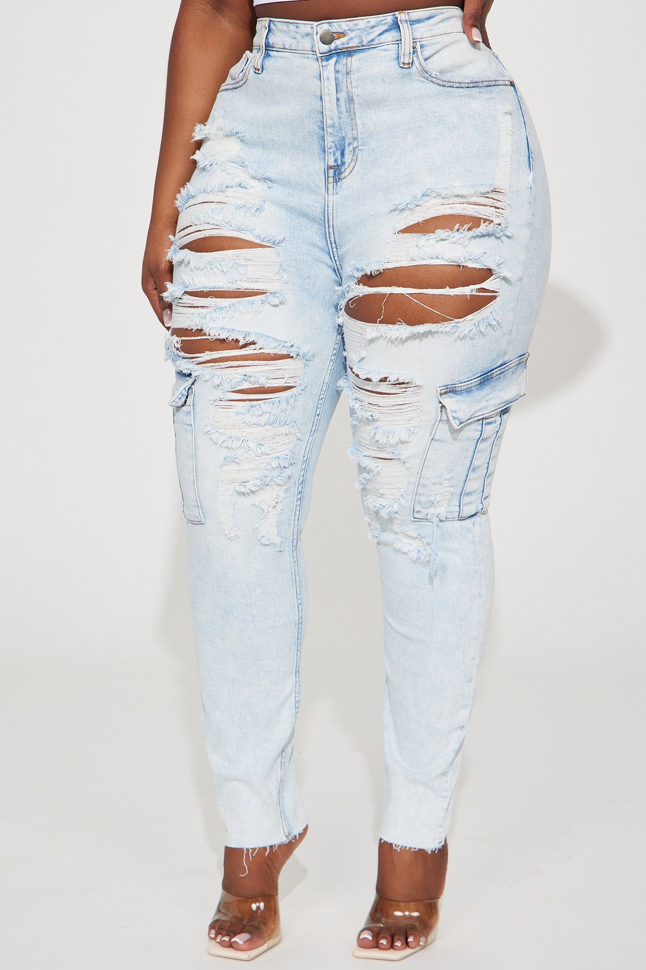 Called Out Low Stretch Cargo Skinny Jeans - Light Wash sold by Fashion Nova product image thumbnail 5