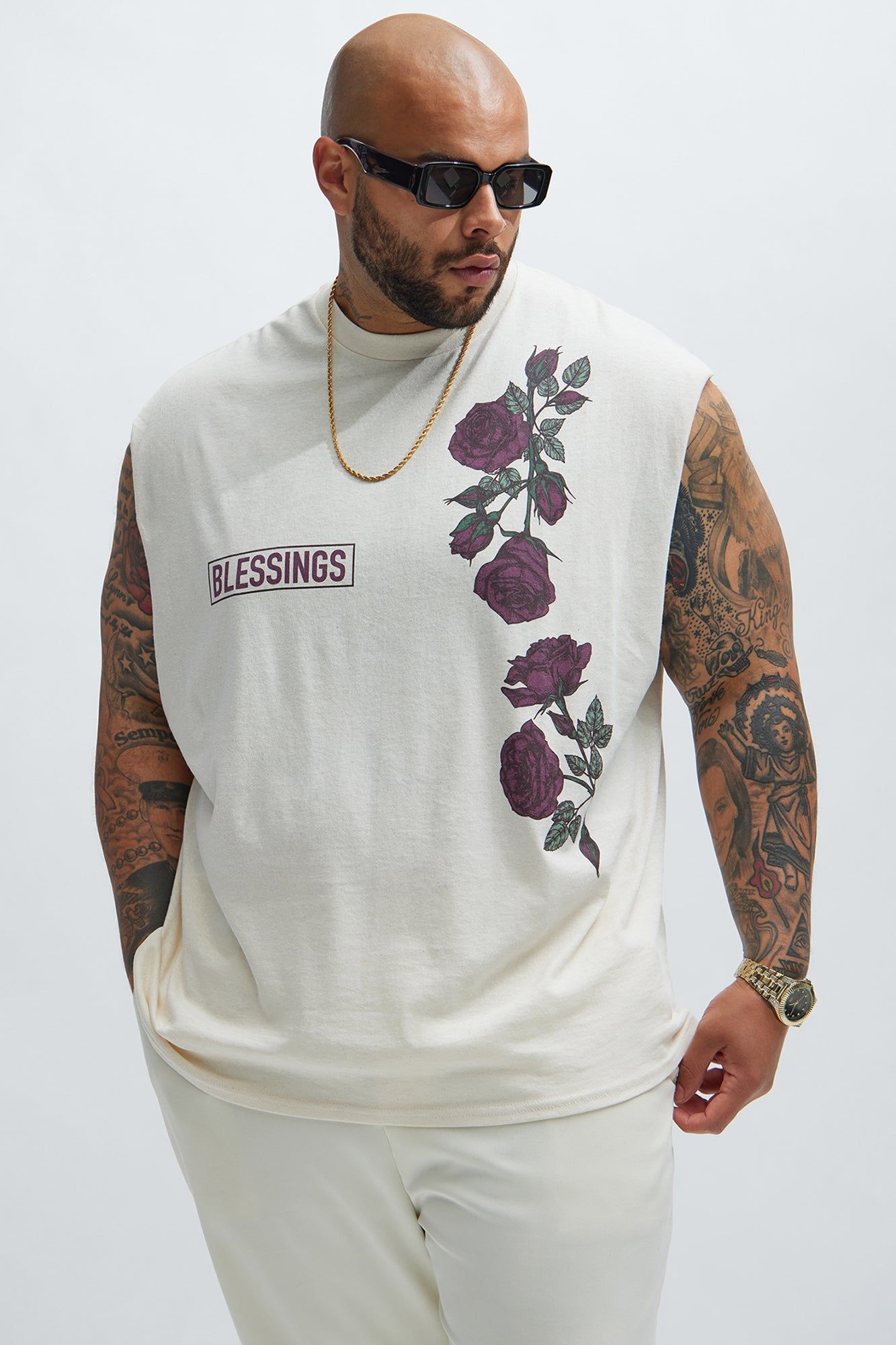 Count Your Blessings Sleeveless Tee - Natural/Combo sold by Fashion Nova product image thumbnail 5