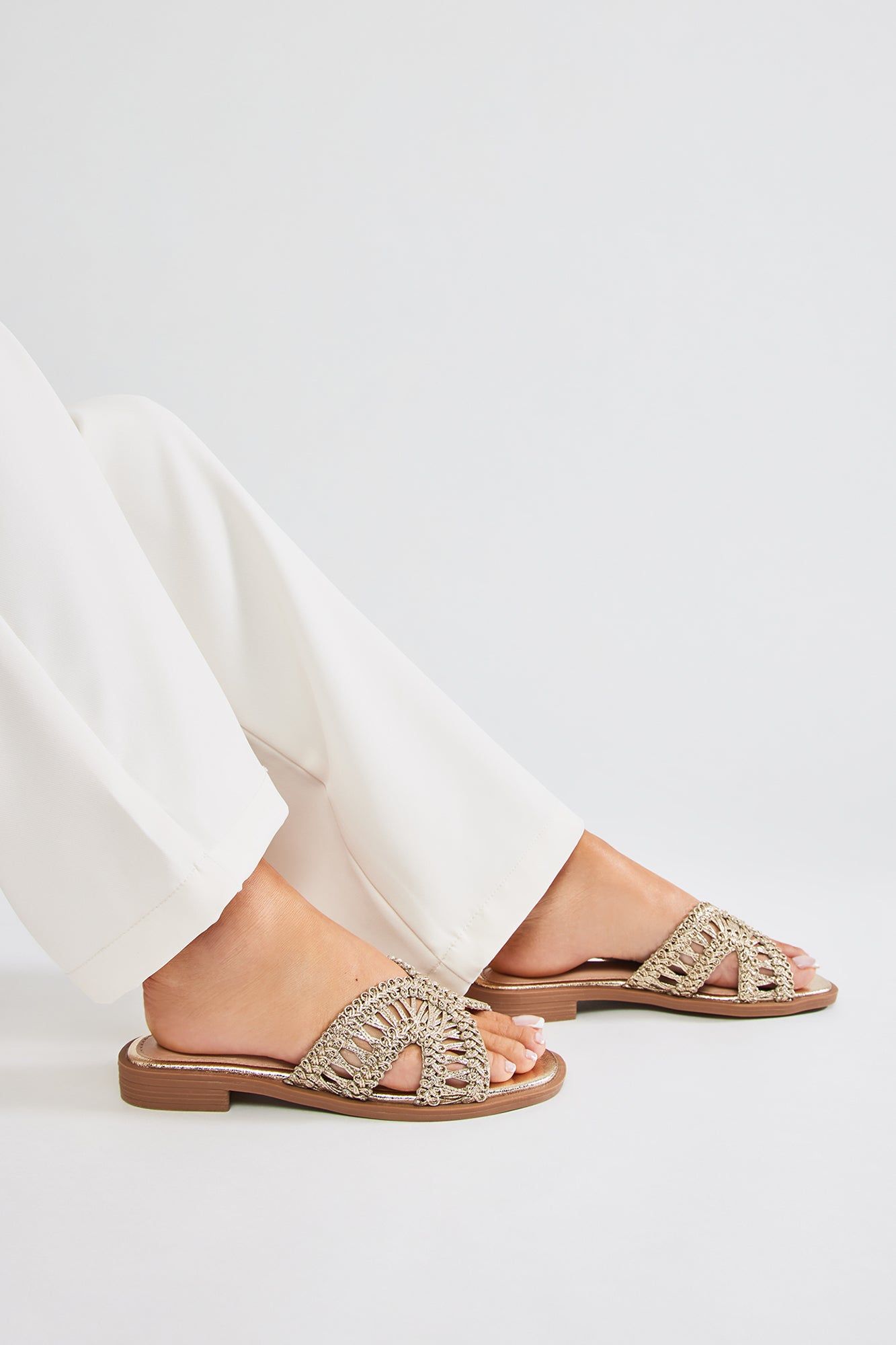 Got Me Chilled Flat Sandals - Gold sold by Fashion Nova product image thumbnail 2