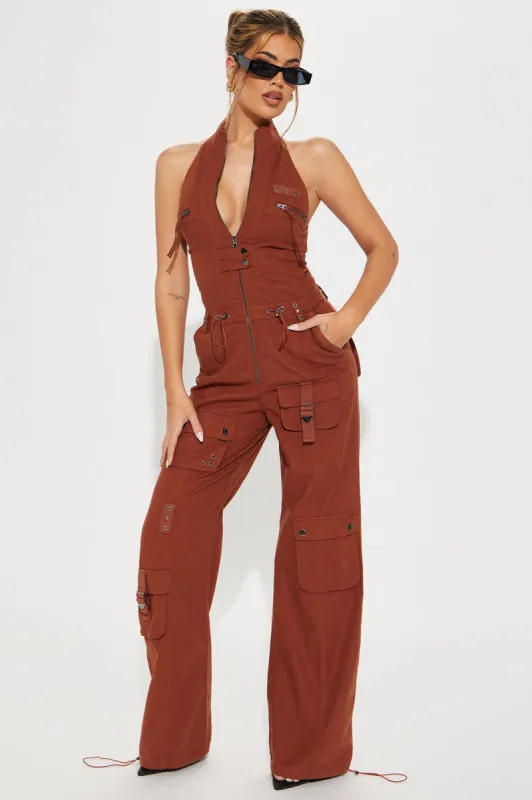 Take The Hint Jumpsuit - Cognac sold by Fashion Nova